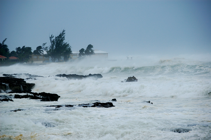 Hurricane hitting the Cayman Islands coastline (Copyright: Cayman Islands Department of Environment)