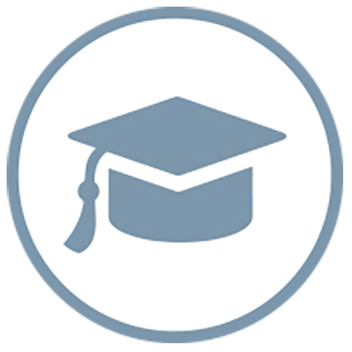 Icon for the 'Innovate and advance our learning on nature recovery' strategic priority of a grey mortarboard.