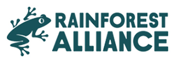 Logo reading rainforest alliance with frog to left 