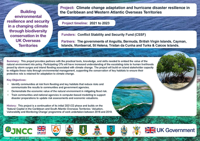 Image of the summary leaflet for the CSSF project: Climate change adaptation and hurricane disaster resilience