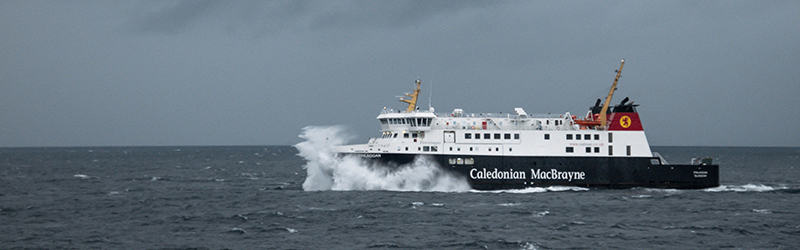 Photograph of a CalMac Ferry at sea