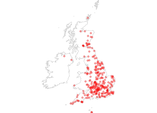Arable field margins - The distribution of monads with NPMS samples 2015-2023 for each named NPMS broad habitat in the UK