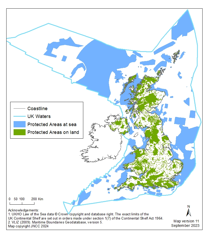 Figure 5. Map of UK terrestrial and marine protected areas, as at 31 March 2024