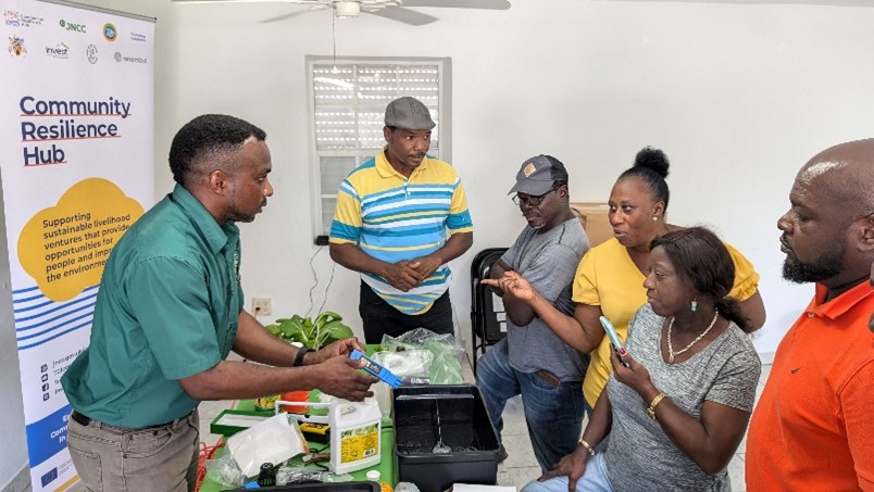Participants at a hydroponics training on Middle Caicos.